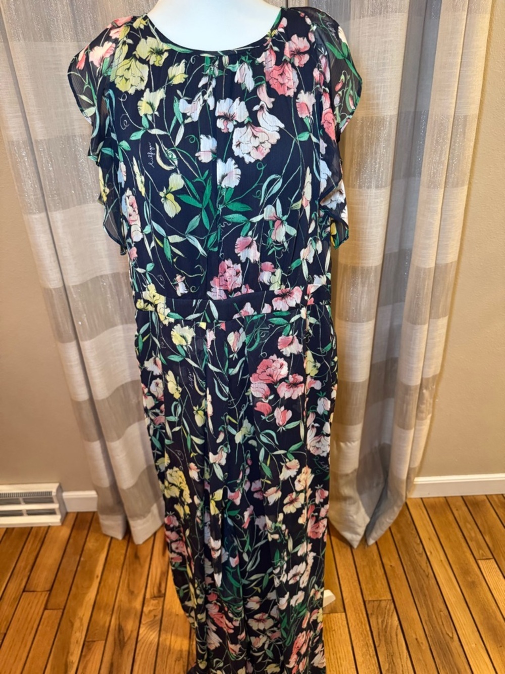 Tommy Hilfiger women's floral printed ruffled wide-leg jumpsuit